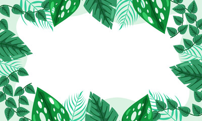 Naklejka premium nature background with tropical leaf border