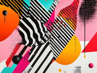 Abstract art; vibrant colors, geometric shapes.