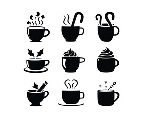 Obraz premium Modern Hot Cocoa Silhouette Vector Collection