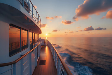 Fototapeta premium Luxury Cruise Ship Deck at Sunset.