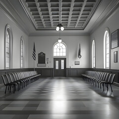 Obraz premium a large hall with a sign that says the name of the church. Generative AI