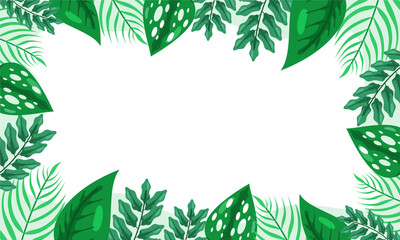 nature background with tropical leaf border