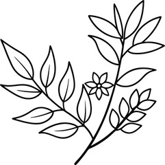Decorative branch illustration leaves line art