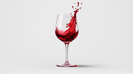 Splash of red wine in an elegant glass against a minimal background