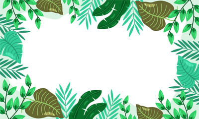 nature background with tropical leaf border