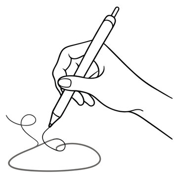 recommend clip art: line art hand writing continuous line art drawing hand with pen line art