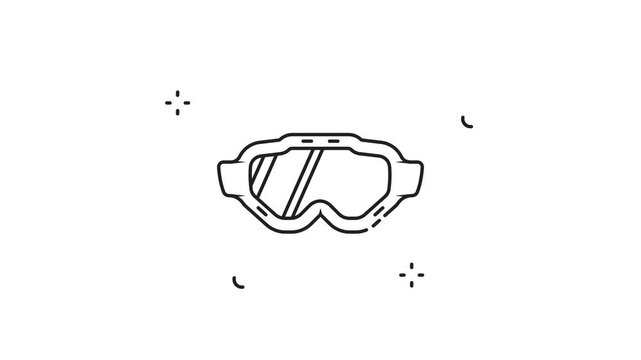 winter goggles line art minimalist animation 2D video for weather concept , simple winter equipment or ski tool icon animated footage motion graphic illustration design