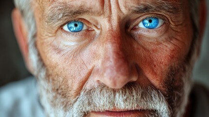 Obraz premium close-up portrait of an older man with striking blue eyes