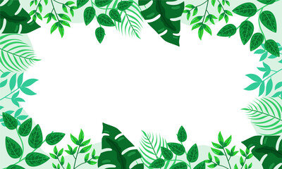 nature background with tropical leaf border