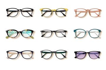 Set of colorful sunglasses isolated on a white background