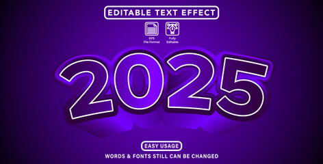 Editable text effect new year 2025 theme style