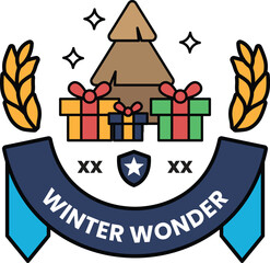 illustration of badge and label in the Christmas concept