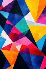 Modern Black Background Design with Colorful Shapes.