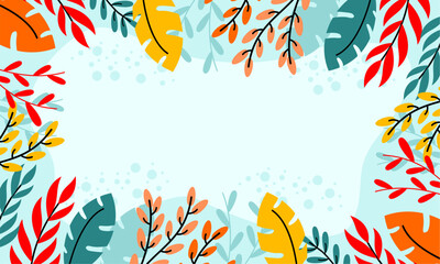 Flat abstract floral leaves background