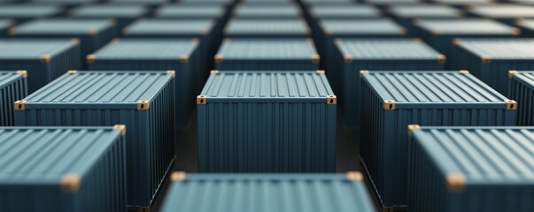 Obraz premium Navigating the complexities of global trade an exploration of shipping containers in a structured environment