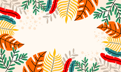 Flat abstract floral leaves background