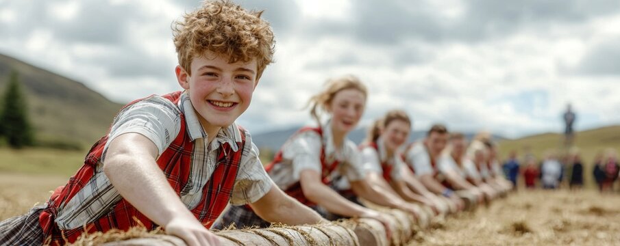 Traditional scottish highland games scottish highlands sports event outdoor festival participant focus community spirit