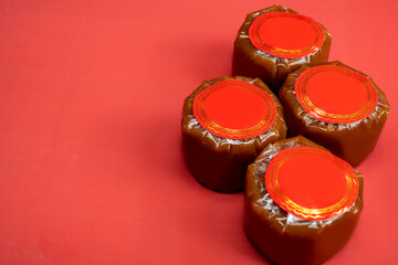 Chinese New Year rice cake or Nian Gao on the table. Also popular as Kue Keranjang or Dodol China
