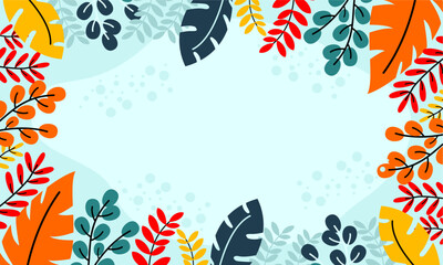 Flat abstract floral leaves background