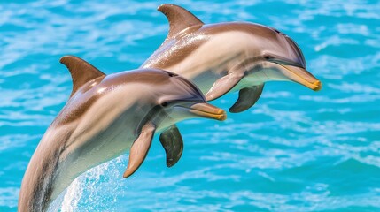 Two Dolphins Leaping  Ocean Wildlife  Marine Mammals  Aquatic Animals  Nature Photography