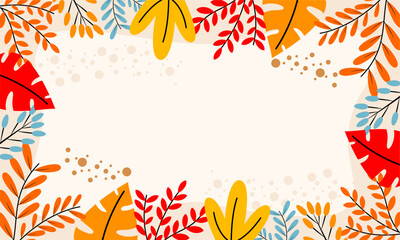 Flat abstract floral leaves background