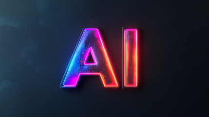 AI typography, vibrant glowing colors on black background, artificial intelligence 