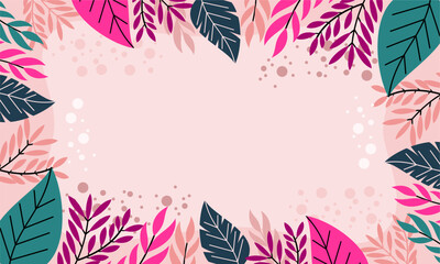 Flat abstract floral leaves background