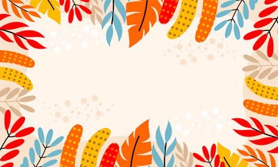 Flat abstract floral leaves background