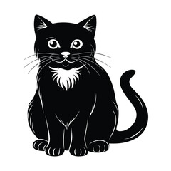 black and white cat illustration on white 