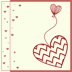 Minimalist Valentine Day card design featuring heart with balloon and small hearts in background, perfect for expressing love and affection