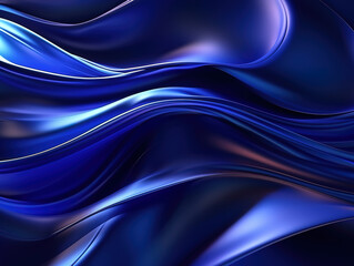 Fototapeta premium Gorgeous Abstract 3D dark blue fluid twisted wavy glass morphism