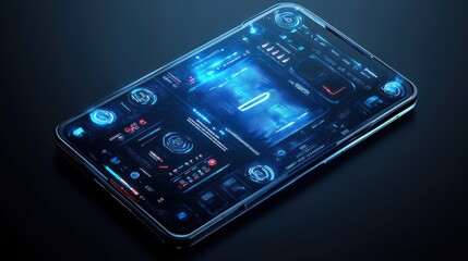 Futuristic Smartphone Interface Displays Advanced Technology