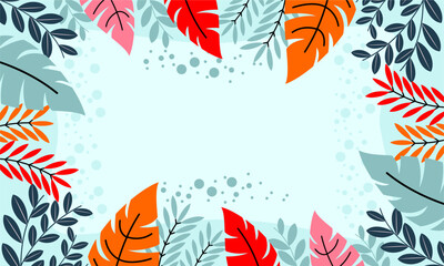 Flat abstract floral leaves background