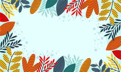 Flat abstract floral leaves background