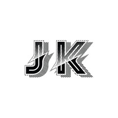 JK monogram logo design letter text name symbol monochrome logotype alphabet character simple logo