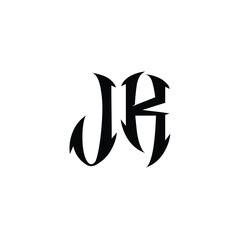 JK monogram logo design letter text name symbol monochrome logotype alphabet character simple logo