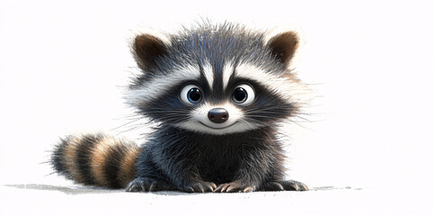 Naklejka premium A digital illustration of an adorable baby raccoon.