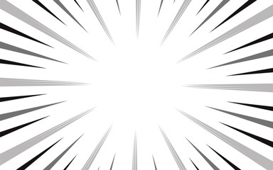 Comic book action lines. Speed ​​line Manga frame. Cartoon background. Black and white vector illustration
