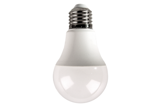 led light bulb isolated on white, transparent background, png file