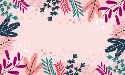 Flat abstract floral leaves background