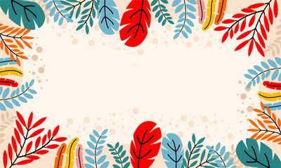 Flat abstract floral leaves background