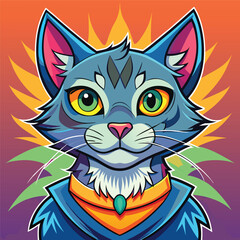 illustration of a cat cartoon vector isolated in white background