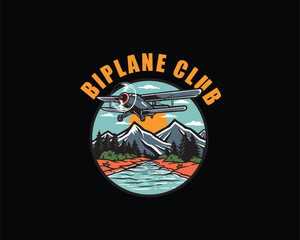 Biplane club aviaton sport logo
