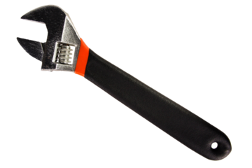 Adjustable wrench, adjustable spanner isolated on white, transparent background, png file