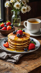 Golden Honey Dripping Pancakes