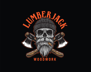 Skull Lumberjack mascot logo