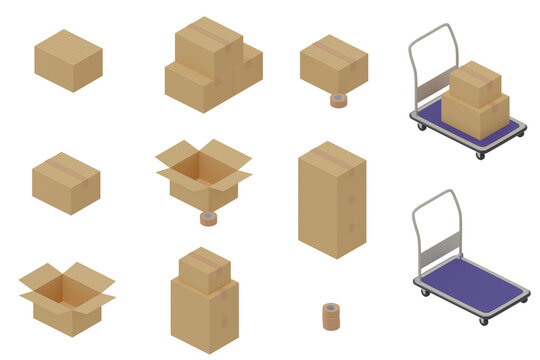 段ボールのイラストセットCardboard Illustration Set