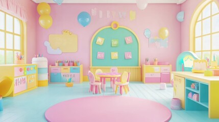 Pastel Playroom Design For Young Children