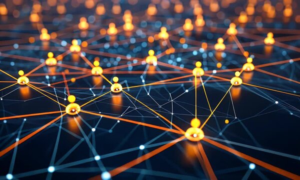 4K animation showcasing a global network of interconnected people, with glowing profile icons on a dark background, representing social connections and digital networking on a global scale.