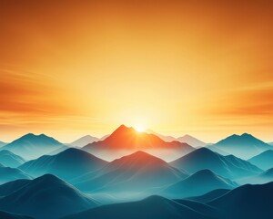 Fototapeta premium A mountain range with a beautiful sunset in the background